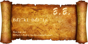 Büki Béla névjegykártya